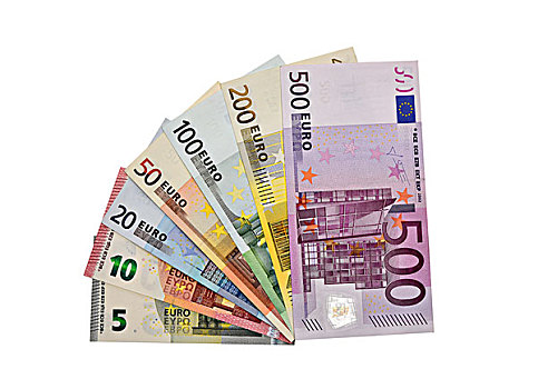 欧元,货币,扇形展开,新,5欧元,10欧元,钞票,增加,跟随,20欧元,50欧元,100欧元,200欧元