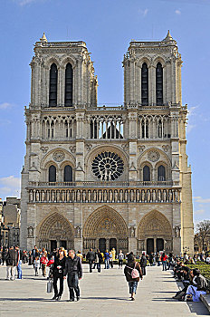 正面,圣母大教堂,中世纪,天主教,大教堂,郡,巴黎,法国
