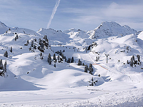 滑雪坡,冰河,滑雪区,提洛尔,奥地利,欧洲
