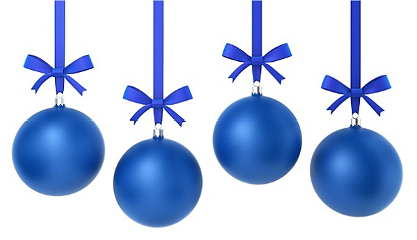 四个,悬挂,圣诞节,彩球,美好,蝴蝶结