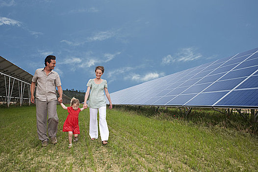 家庭,走,太阳能电池板