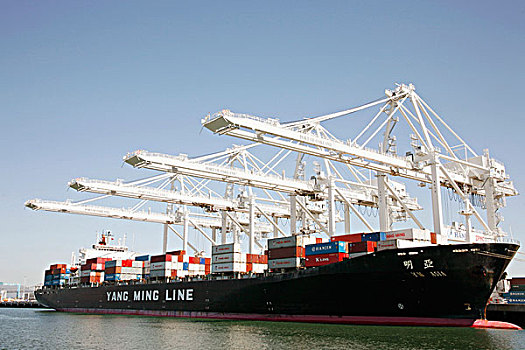 集装箱船,商业码头,奥克兰,加利福尼亚,美国