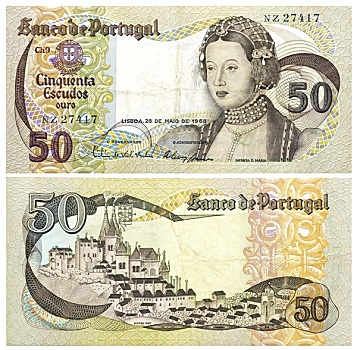 钞票,老,金色,冠,葡萄牙
