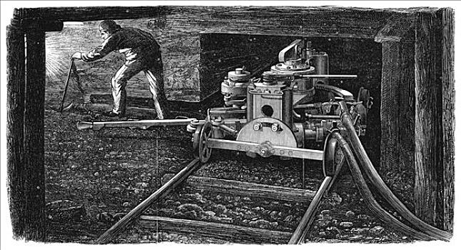 水力,煤,切,机器,铁,男人,1867年,艺术家,未知