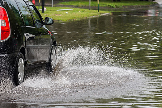 汽车,水中,重,雨,洪水