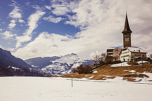 教堂,圣徒,玛丽亚,阿尔卑斯山,瑞士