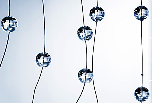 抽象,蓝色,单色调,背景,玻璃,球体,设计,现代,吊灯
