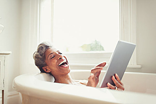 笑,成年,女人,数码,浴缸