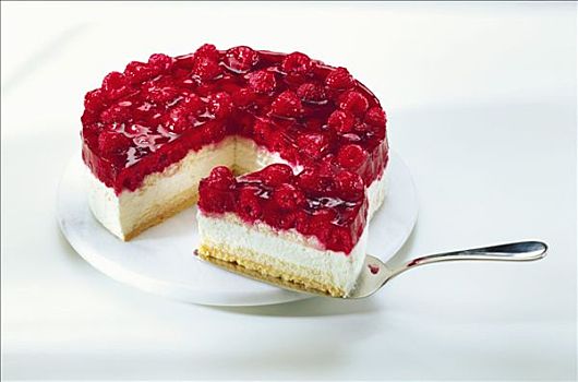 树莓,奶油蛋糕,块,蛋糕块