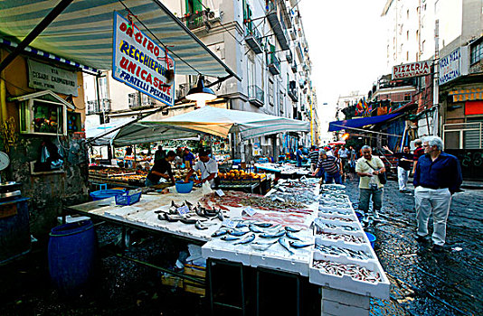 鱼市,那不勒斯,坎帕尼亚区,意大利,欧洲