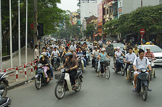 北越,河内,街景,轻型摩托车