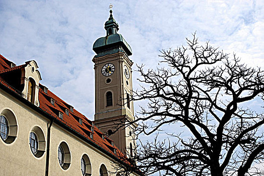 教会,神圣,灵异,教堂,钟楼,尖顶,慕尼黑,上巴伐利亚,德国,欧洲