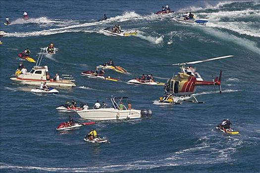 夏威夷,毛伊岛,冲浪,直升飞机,护从,船,颚部