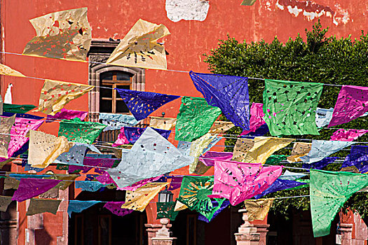 墨西哥,圣米格尔,旗帜,装饰,大广场,亡灵节,节日