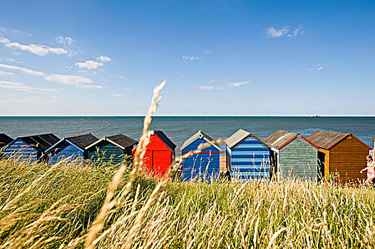 海滩小屋,海边,湾,肯特郡,英国