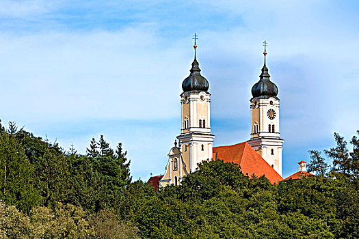教堂,中心,斯瓦比亚,巴伐利亚,德国,欧洲