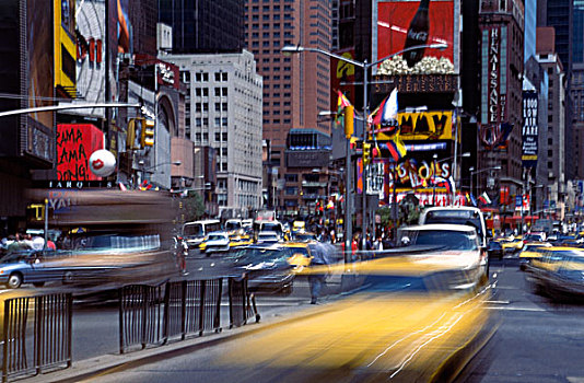 黄色,出租车,交通,时代广场,纽约