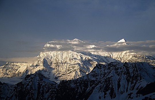 阳光,落下,遮盖,山峦,安娜普纳,尼泊尔