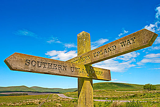 苏格兰,苏格兰边境,南方,道路,路标,柱子,入口