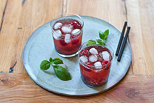 饮料,罗勒,种子,树莓