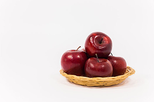 成熟,红苹果,柳条篮,隔绝,白色背景,背景