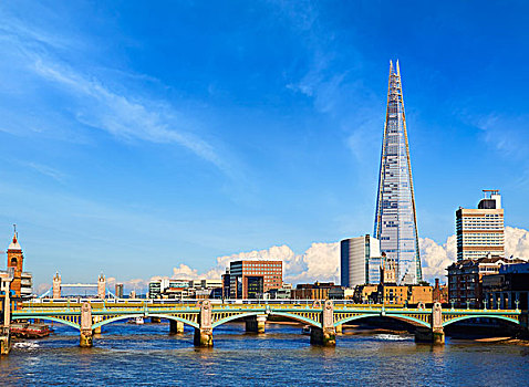 伦敦,千禧桥,天际线,英国