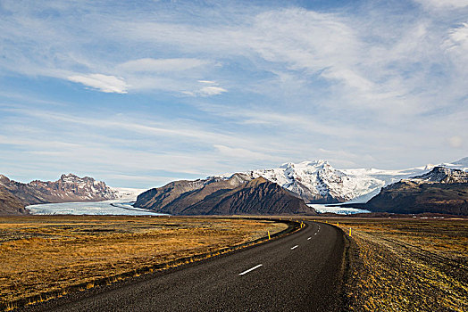 环路,弯曲,无人,冰河,舌头,斯卡夫塔菲尔国家公园,冰岛