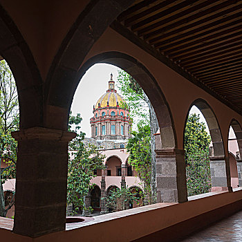 彩色,教堂,修女,圆顶,拱,圣米格尔,瓜纳华托,墨西哥