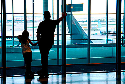 家庭,等待,国际机场,航站楼