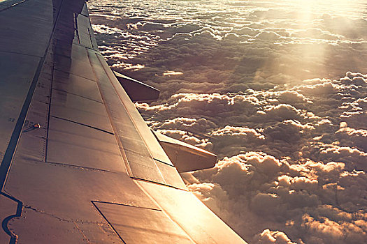 风景,云,飞机,窗户