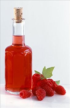 瓶子,树莓醋,新鲜,树莓