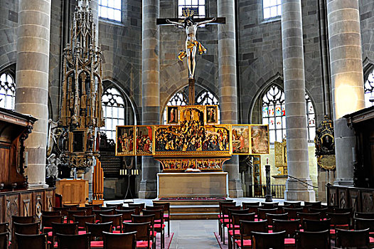 室内,圣坛,教区,教堂,巴登符腾堡,德国,欧洲