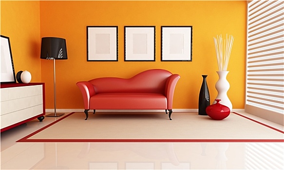 橙色,红色,客厅