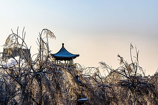 冬季的中国长春德苑主题公园景观