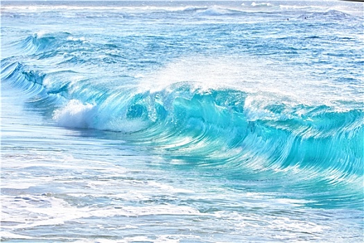 青绿色,波浪,沙滩,夏威夷