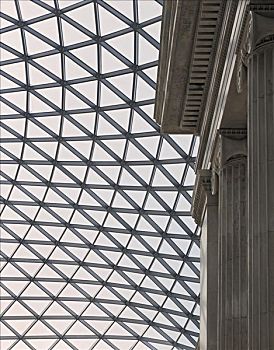 大英博物馆,山形墙,屋顶,玻璃窗