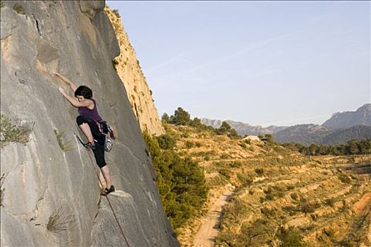 女人,攀岩,靠近,西班牙