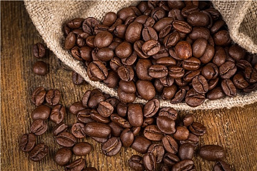 咖啡豆,低劣,木质背景