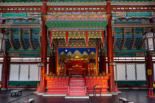 韩国首尔景福宫勤政殿内部景观