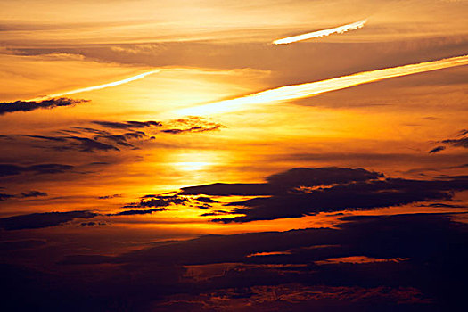伊比萨岛,日落,橙色天空,云
