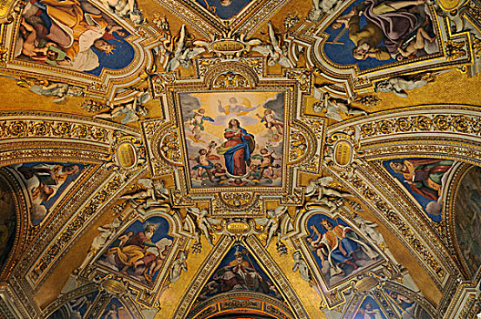 天花板,设计,大教堂,圣玛丽亚教堂,圣玛丽,罗马,意大利,欧洲