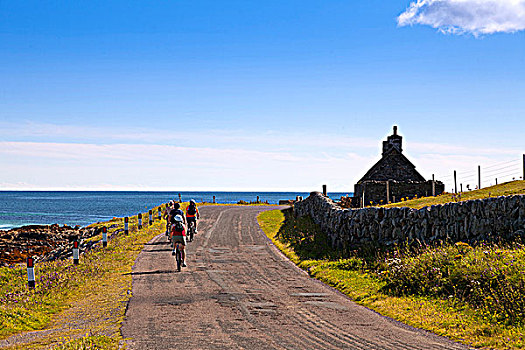 苏格兰,阿盖尔郡,内赫布里底群岛,度假,骑自行车