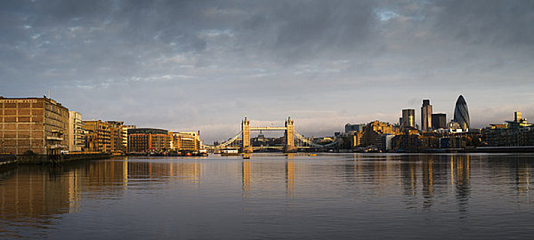 塔桥,泰晤士河,黎明,伦敦,英格兰