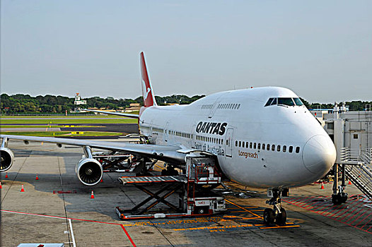 准备,波音,波音747-400,新加坡,国际,机场,亚洲