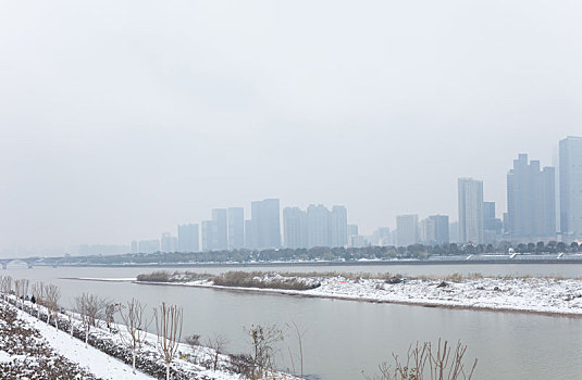 湘江橘子洲雪景