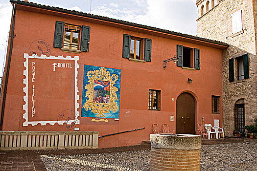 意大利,房子,涂绘,壁画