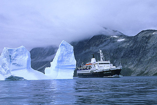 南方,格陵兰,峡湾,冰山,冒险者