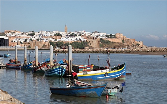 渔船,河,拉巴特,摩洛哥