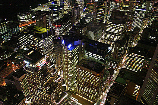 办公室,中央商务区,夜晚,悉尼,澳大利亚