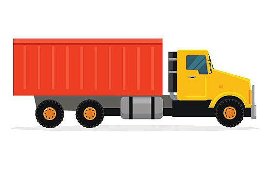 递送,卡车,运输,矢量,货物,黄色,橙色,交通工具,货运卡车,自卸卡车,商务,沙子,插画,风格,设计